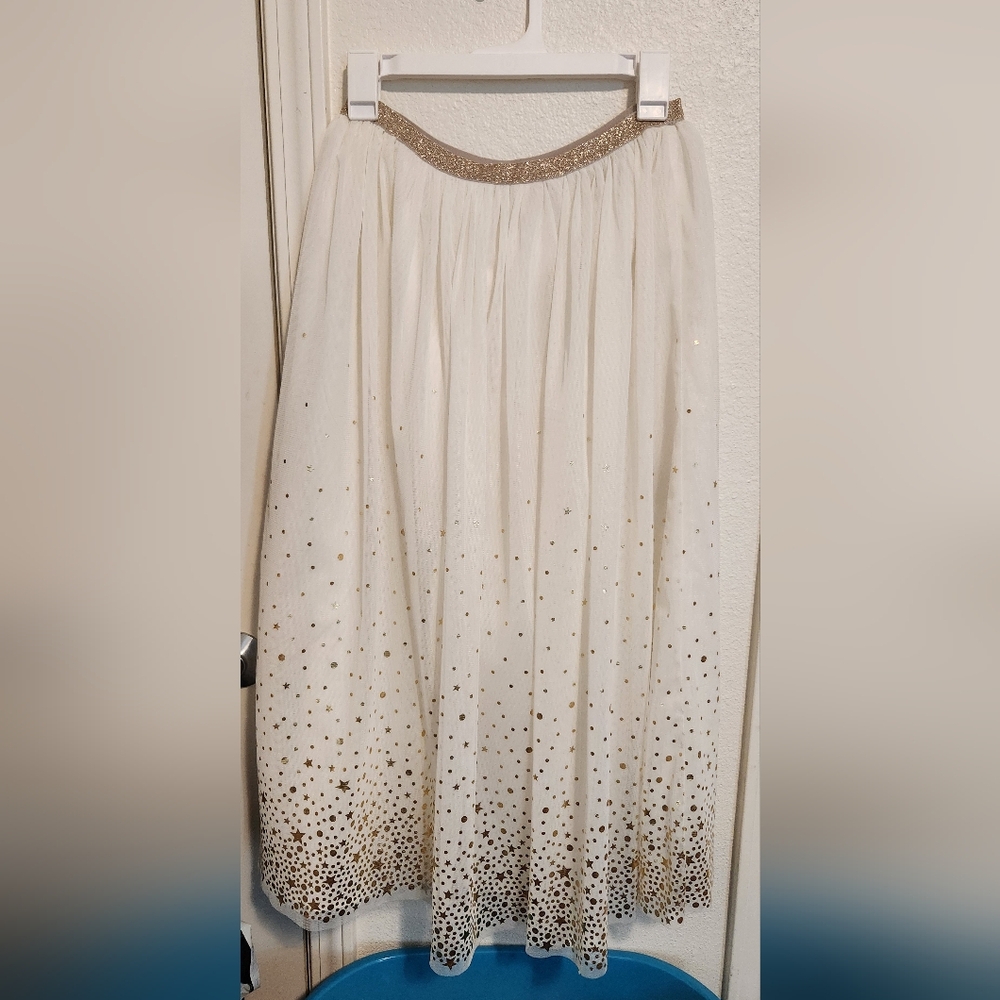 Elegant White and Gold Starry Skirt